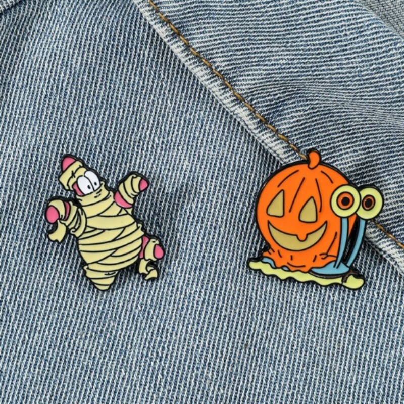 Enamel Pin Set - 2개/세트 스폰지밥 스퀘어팬츠 달팽이 에나멜 크리에이티브