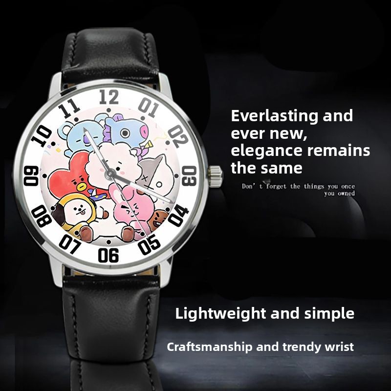 BT21 만화 귀여운 학생 시계 카와이 포인터형 원형  - Anime Merchandise Types 리뷰 및 가격