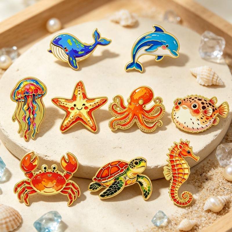 생동감 넘치는 바다 동물 에나멜 뱃지, 귀여운 해양 생 - Enamel Pin Set 리뷰 및 가격