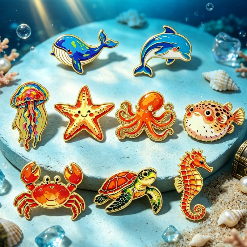 생동감 넘치는 바다 동물 에나멜 뱃지, 귀여운 해양 생 - Enamel Pin Set 리뷰 및 가격