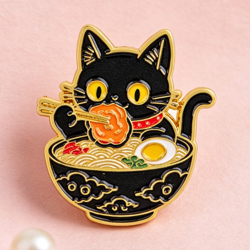 국수를 먹는 귀여운 검은 고양이 에나멜 핀 사랑스러운  - Enamel Pin Set 리뷰 및 가격