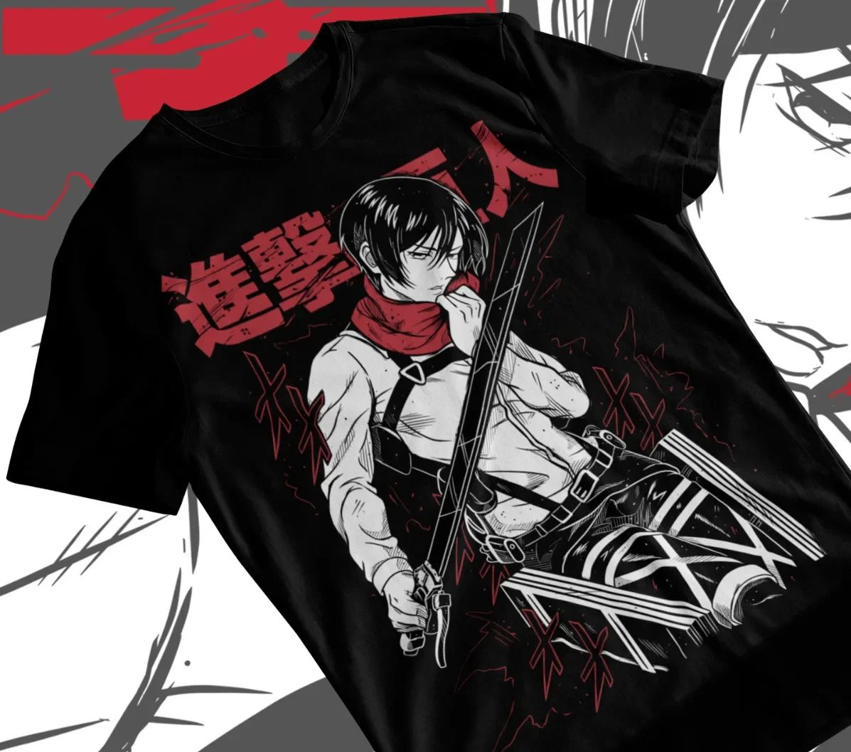 열혈 애니메이션 진격의 거인 에렌과 미카사 O-넥 코튼 - Anime Merchandise Men 리뷰 및 가격